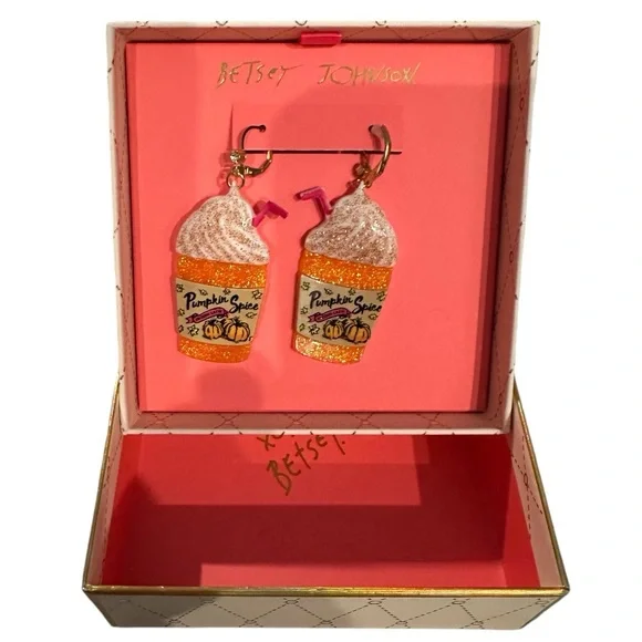 BETSEY JOHNSON Pumpkin Spice Latte Earrings - It’s Fall Y’all - Picture 5 of 8